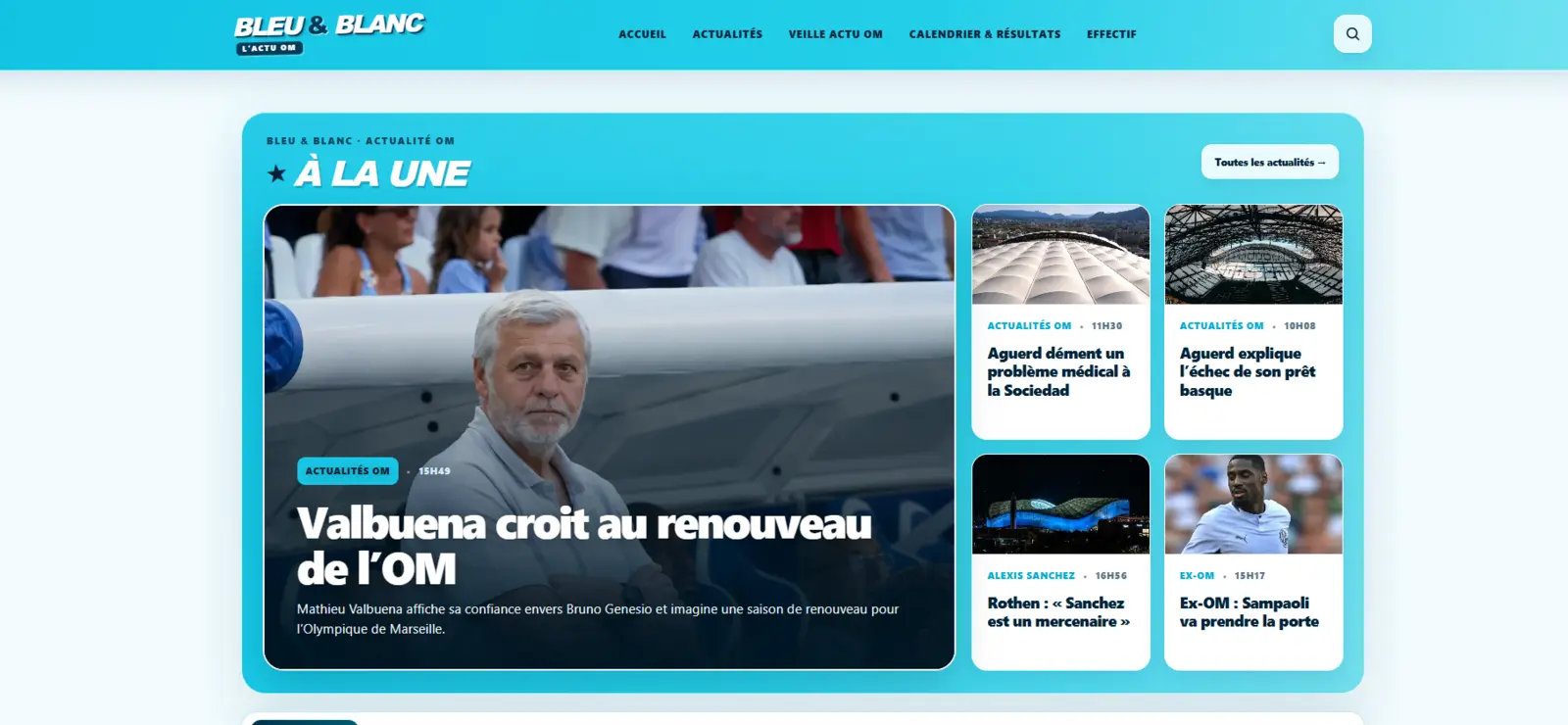Page d’accueil de Bleu & Blanc