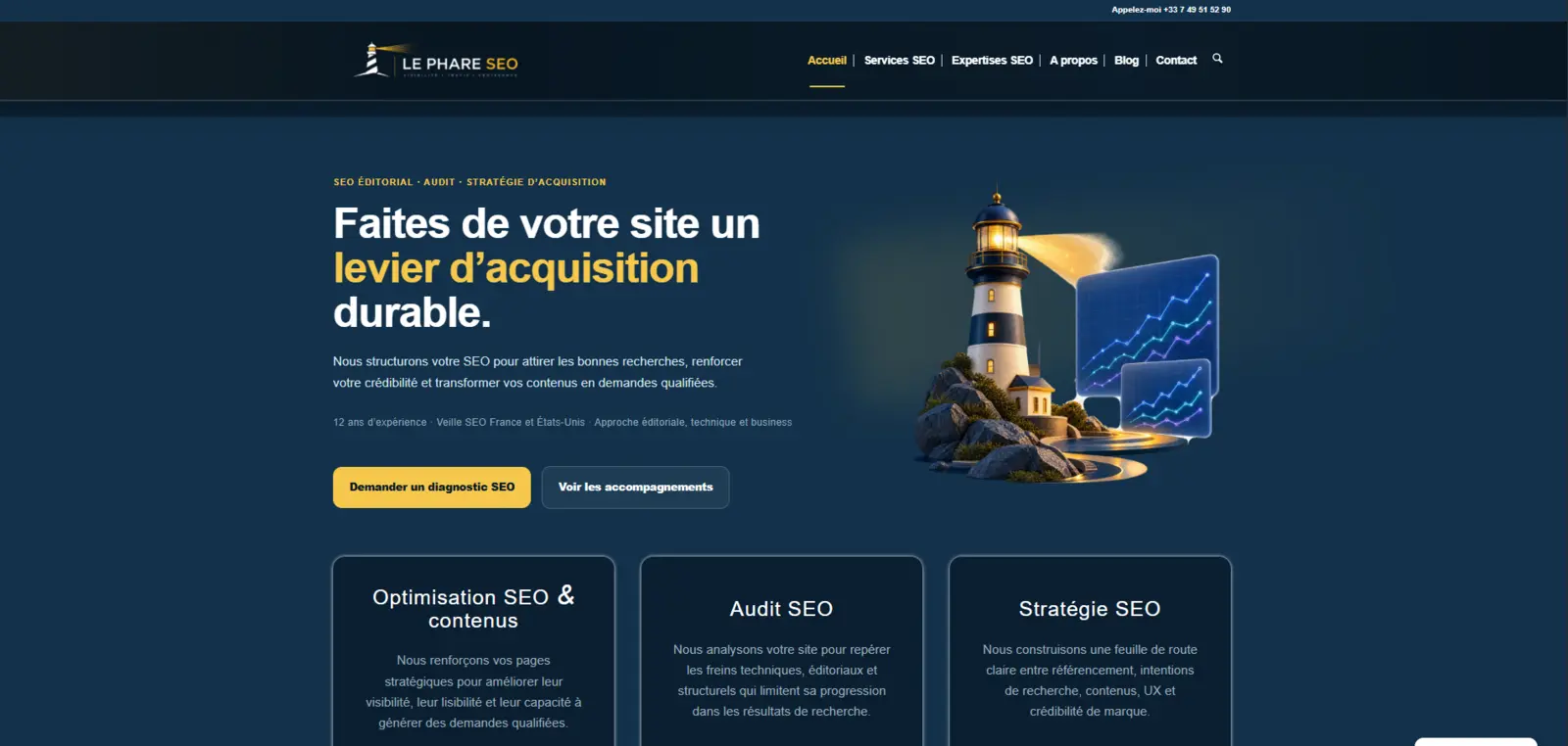 Page d’accueil de Le Phare SEO
